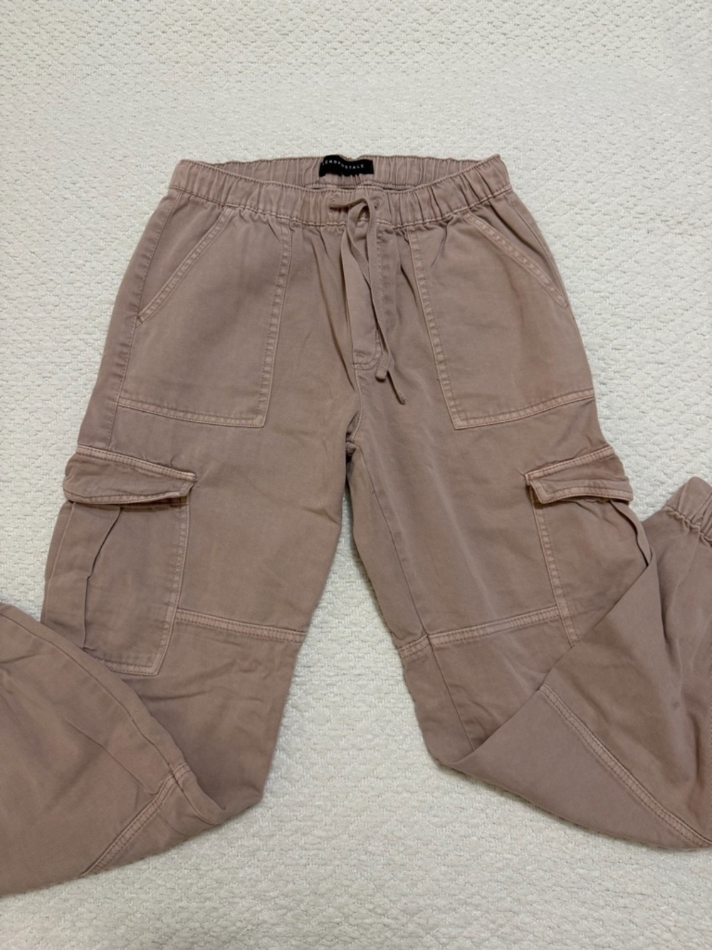 Baggy High-Rise Cinched Cargo Taupe Pants Women’s Size Small - Picture 3 of 9